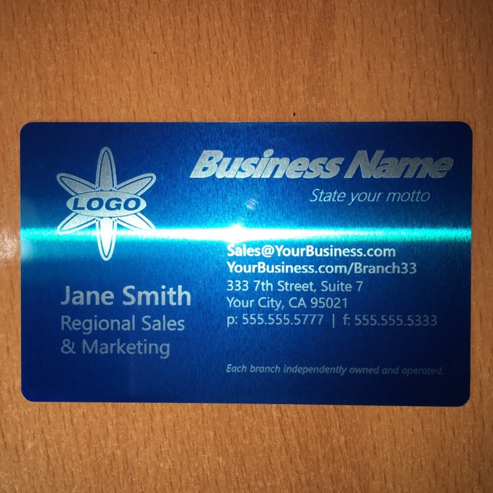 Laser Business Cards Custom Engraved Metal (Black, Blue, or Gold)
